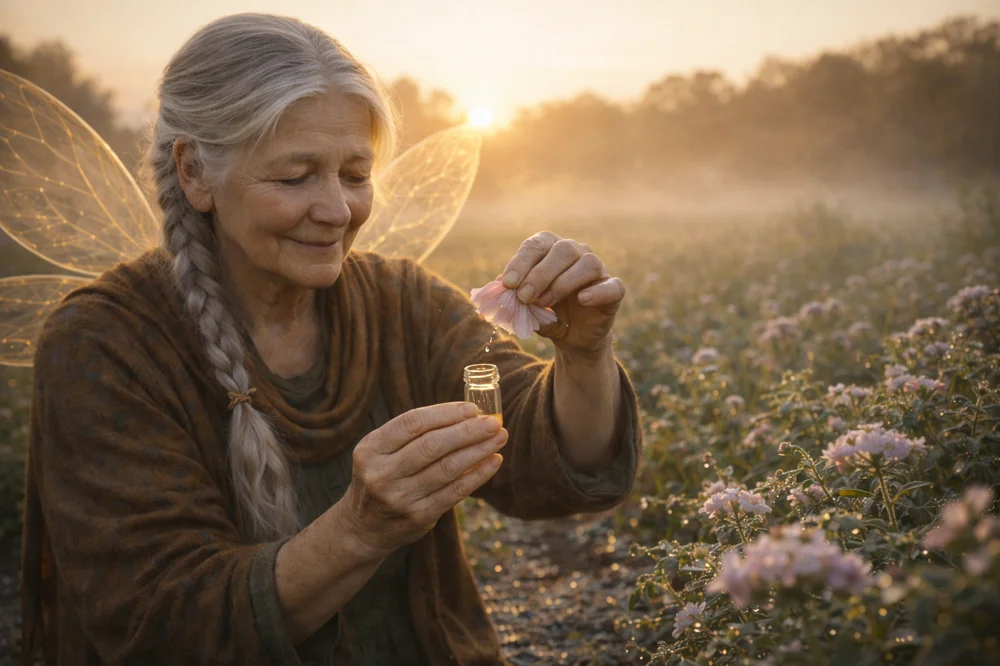 The Tooth Fairy collecting morning dew.