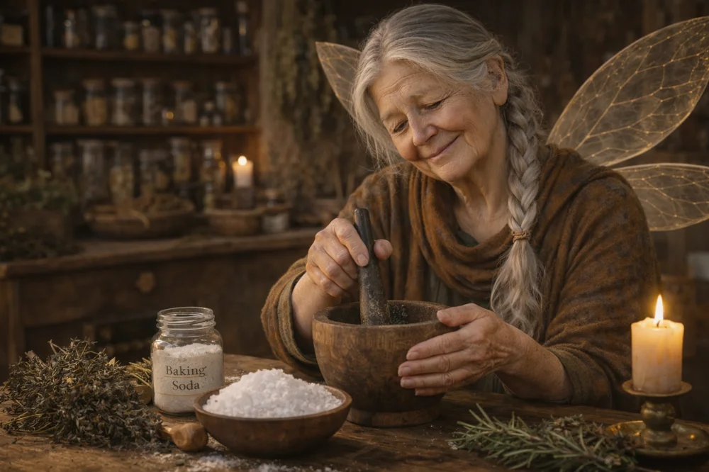 The Tooth Fairy appreciating crystalline salt in the morning light.